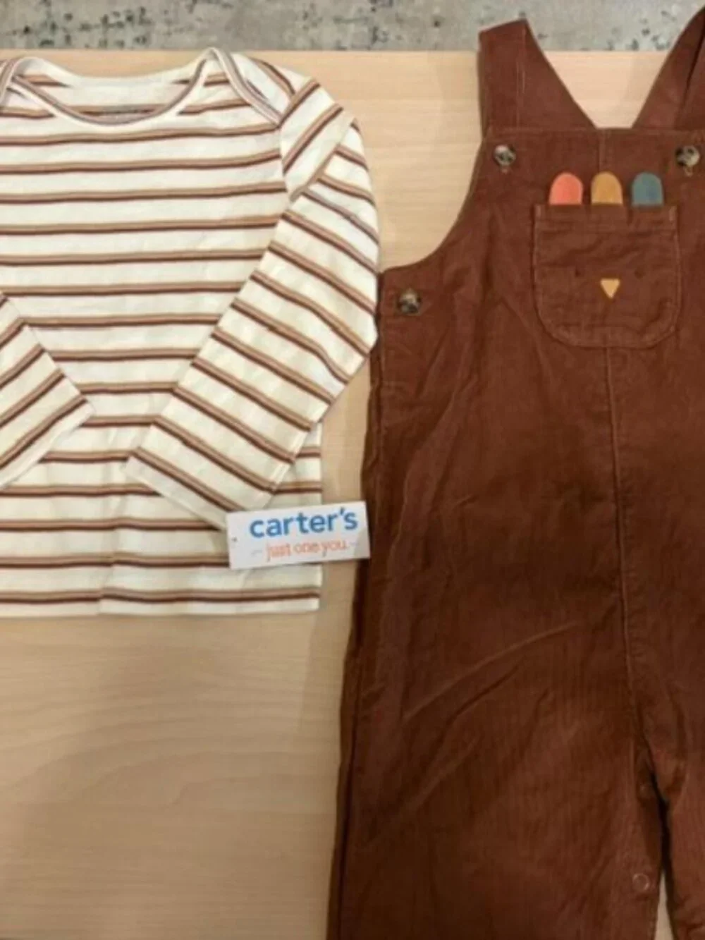 Boys Carters Baby 2 Piece Thanksgiving Turkey Overalls Set Size 24 Months NWT